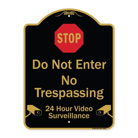 Signmission Designer Series-Do Not Enter 24 Hour Video Surveillance Heavy-Gauge Aluminum, 24" H, BG-1824-9982 A-DES-BG-1824-9982